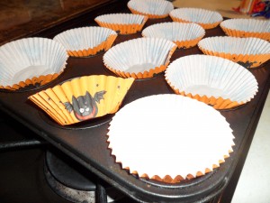Line with Halloween cupcake cases