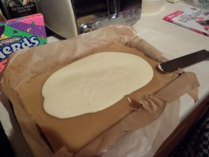 Pour over the caramel...