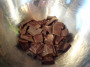 Brownie time first...break up choc and place in a bowl over boiling water...