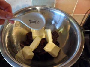 Add your butter and 2tbsp water...