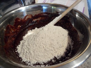 Throw in the flour...fold in with the pinch of salt...