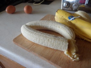 Meanwhile mash up the bananas whilst the butter and sugar are beating...