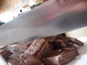 Keep them chunky though so they melt in the cake :)