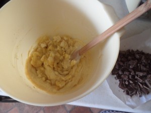 Add the banana first and stir through