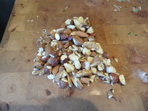If you have chosen to include mixed-nuts for depth of flavour, chop these in to chunks