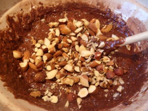 Add the chopped nuts and stir again until evenly distributed
